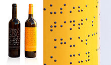 A wine label from Lazarus Wines printed in Braille. Wines from this vineyard are grown, cultivated, and produced by blind employees. 这是印有盲文酒标的拉萨鲁斯(Lazarus)葡萄酒，这个葡萄园的葡萄都由盲人员工种植，栽培和生产。